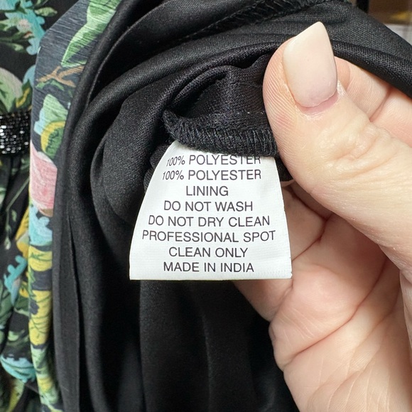 Mac Duggal NWT Floral Print Chiffon Midi Dress Flutter Sleeve Size 12 FLAW - Picture 13 of 15